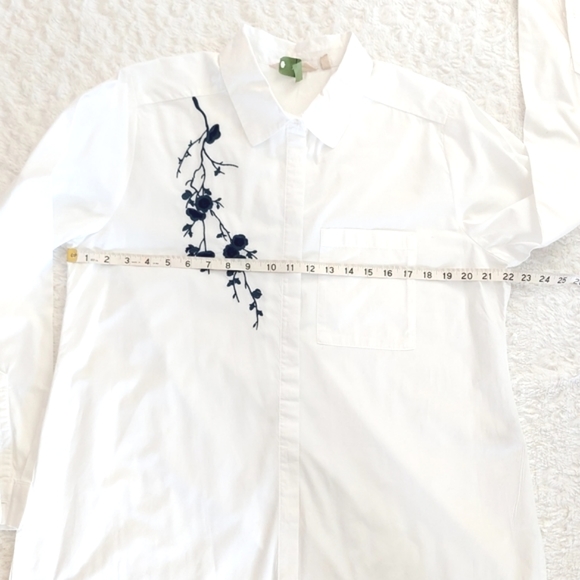 Soft Surroundings Alexandria Tunic White Cotton Blue Floral Embroidery - Size XL - Picture 4 of 8